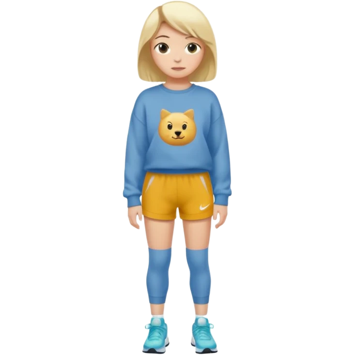  Ein Mädchen mit kurz blonden Haaren einer Baggyhose einen langen Pullover und Nike Schuhe emoji