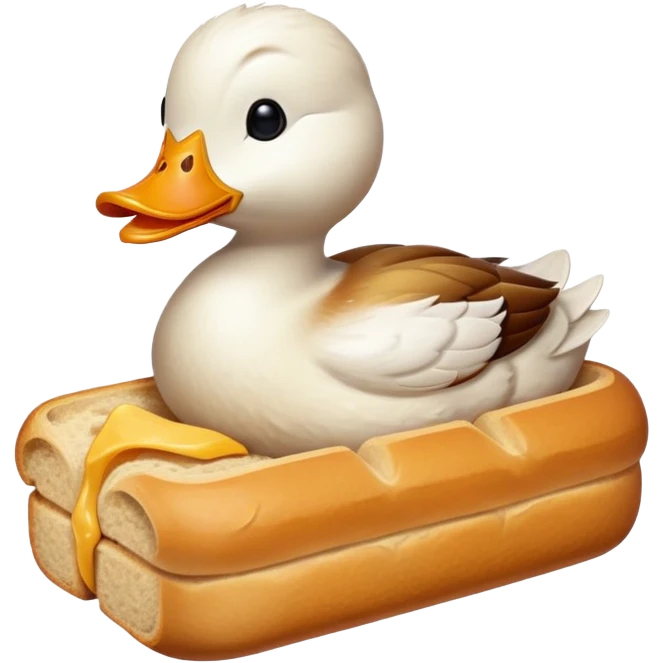 duck made of gluten emerging from a loaf of bread emoji