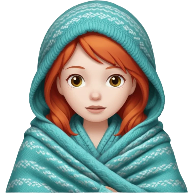 A red hair girl with a blanket over her head emoji