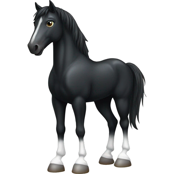 Black Horse with white socks on the hind legs emoji