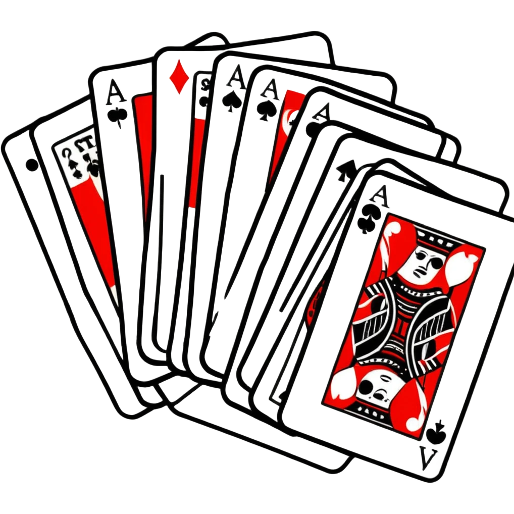 Canasta card game with red and black cards spread out emoji