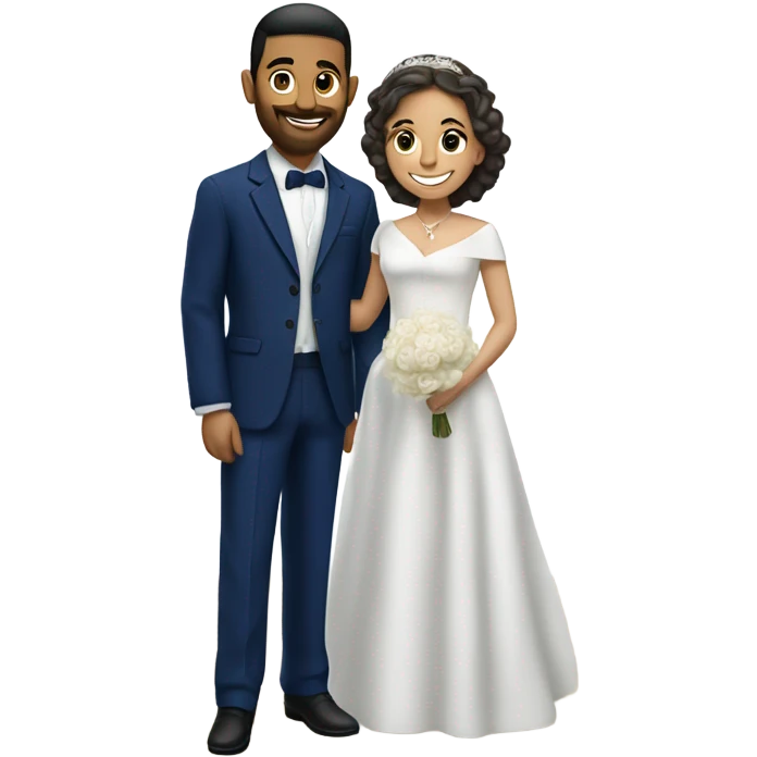 Puerto rican beard short hair with blue hat and navy blue suit marrying  with blond long hair girl emoji