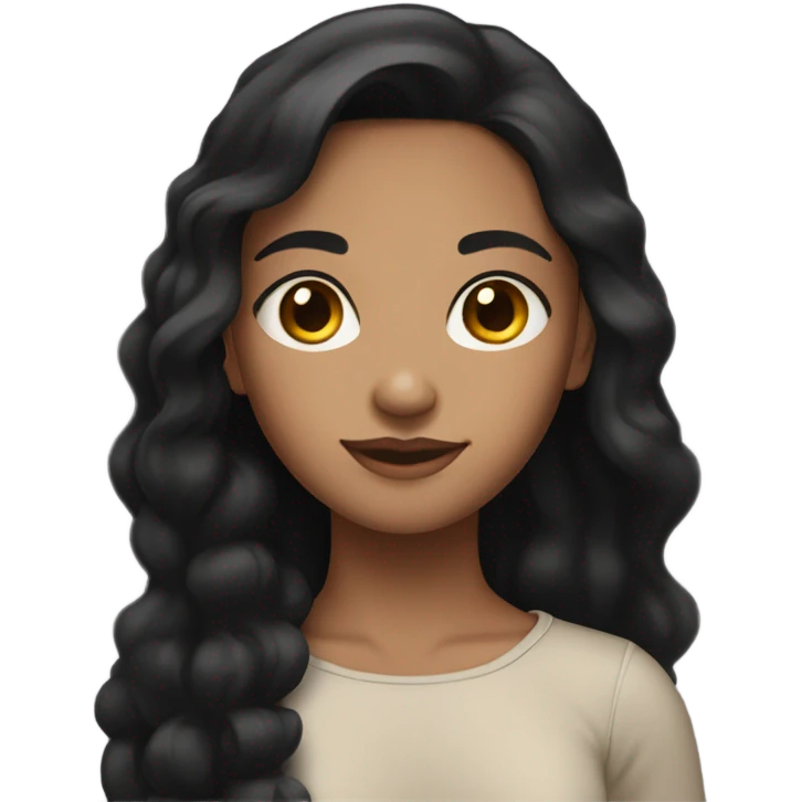 Light-brown skinned girl with black hair that reaches upto shoulder emoji