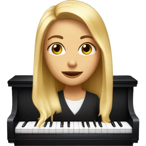 Une fille blonde au yeux marron qui fait du piano  emoji
