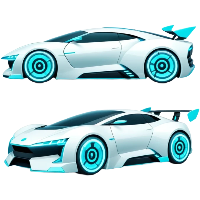 futuristic white and cyan cyberpunk car emoji