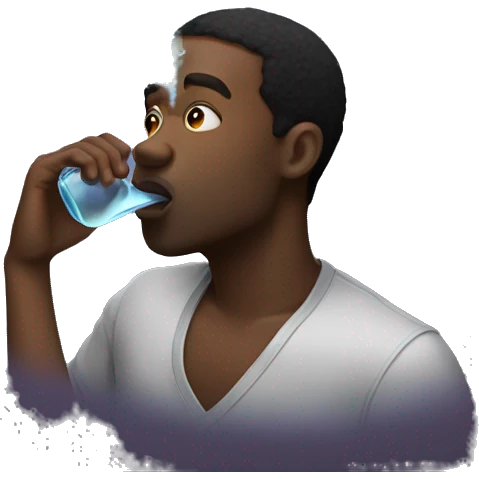 Black man inhaling galaxy gas emoji
