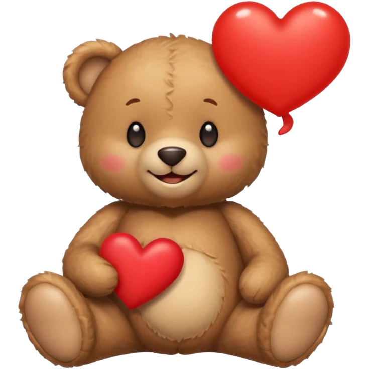 cute teddy bear holding a heart, smiling warmly, speech bubble with text 'so sweet of you' emoji style emoji