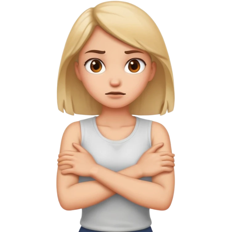 Arms crossed holding neck mad girl emoji
