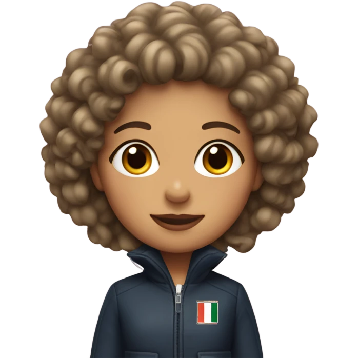 italian girl with curly hair wearing yankee jacket emoji
