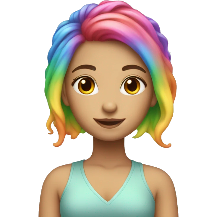 Caucasian Girl with rainbow hair emoji