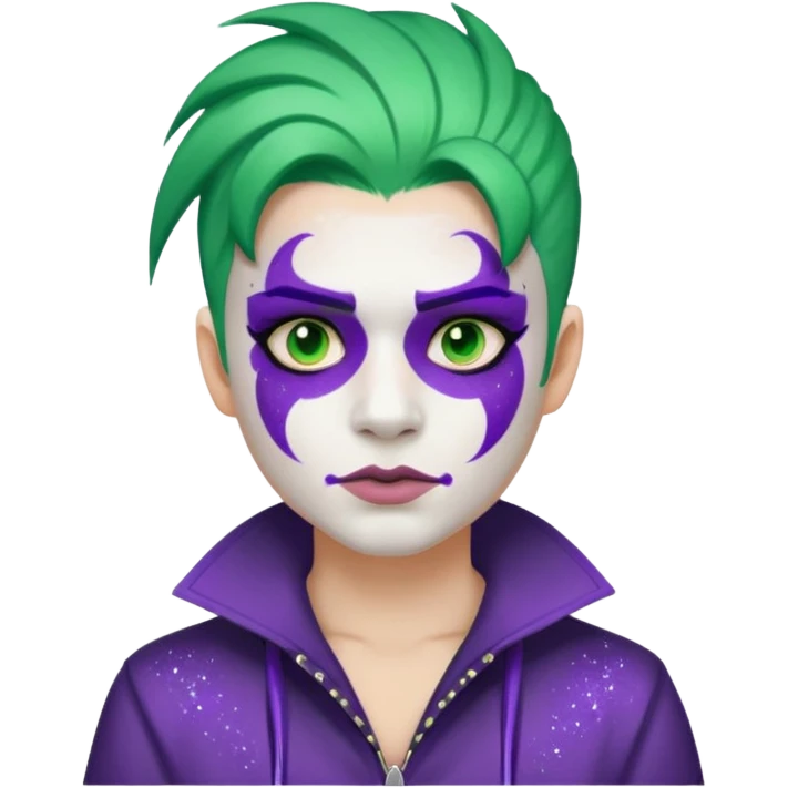Glitter Purple and White Joker Gangster Green Hair emoji