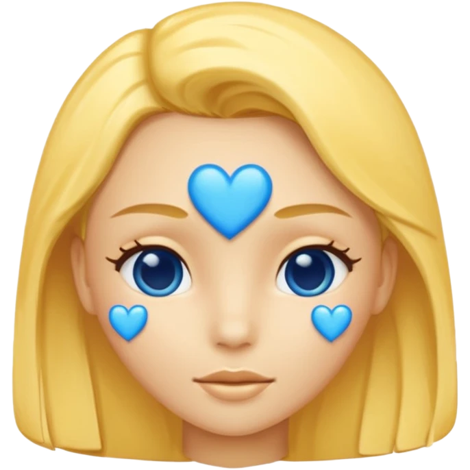 Head yelow of love with blue hearts emoji