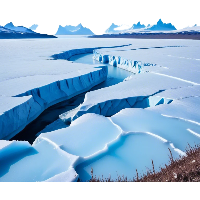 Cinematic Realistic Tundra with Glaciers Emoji in a wooden frame, Vast and frozen, with endless expanses of snow-covered ground interrupted by massive glaciers creeping across the landscape. Jagged ice formations rise in the distance, their icy blue tones contrasting with the pale, frosty sky above. Sparse grasses and hardy shrubs cling to the frozen earth, fighting against the relentless cold. The light reflects off the snow and glaciers, casting a soft glow across the desolate yet majestic terrain. Soft glowing outline, capturing the essence of a serene, stark wilderness where glaciers dominate and life endures in the harshest conditions. emoji