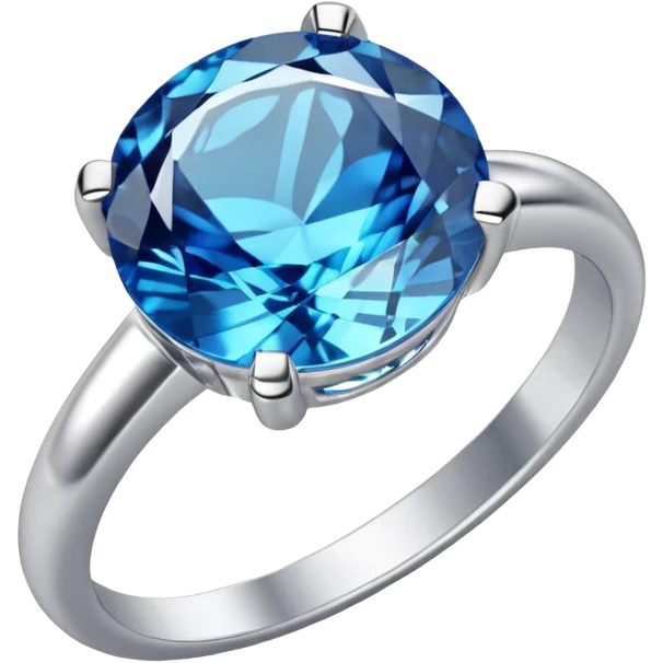 a silver ring with a blue gemstone, on a white background, in the style of iOS emoji, clean and minimalistic, high quality, 3D render, soft lighting, realistic reflections emoji