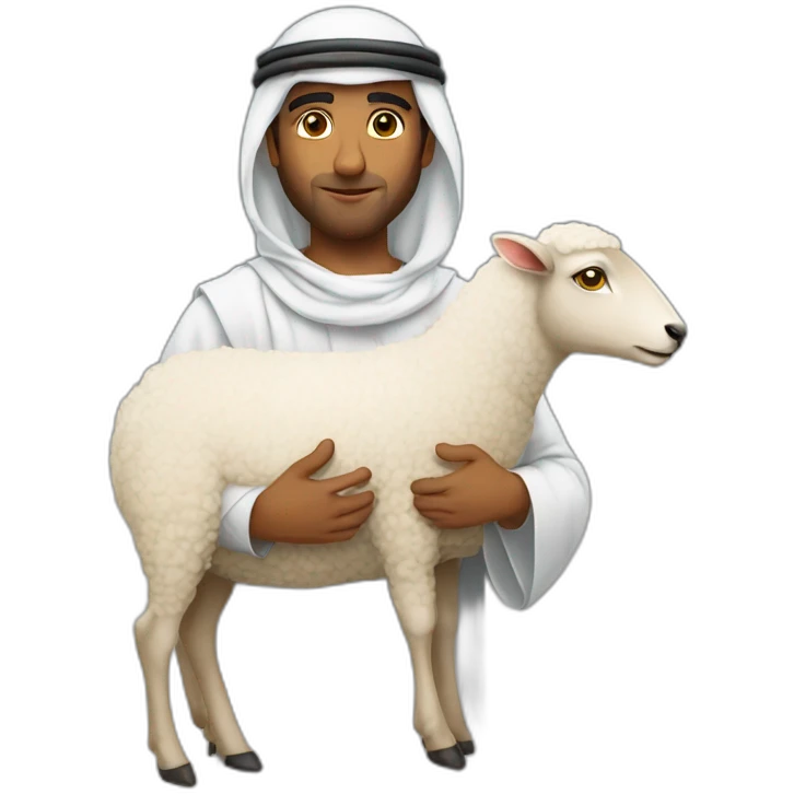 arab holding sheep from behind emoji