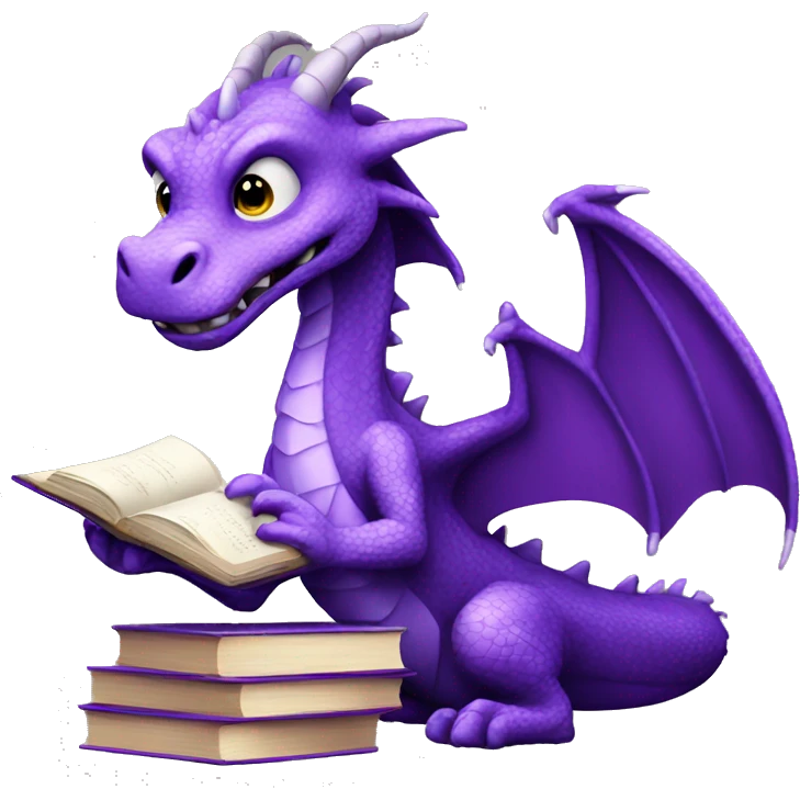 purple dragon holding book emoji