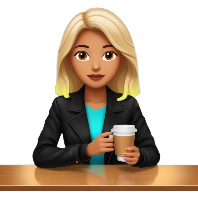 Woman with coffee , coffe shop with  neon glow, Midnight Wander. emoji
