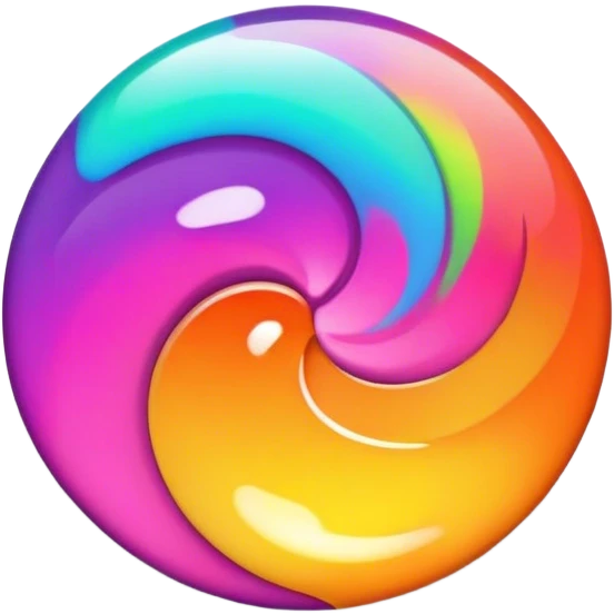 A round psychedelic colored button emoji