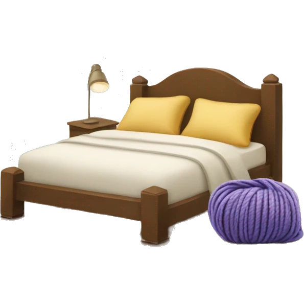 Bed + laptop + yarn skein emoji