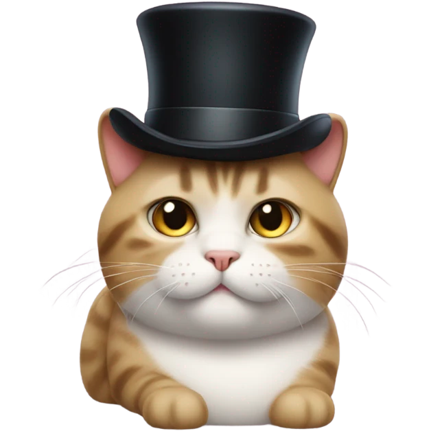 Chubby cat with a tiny top hat  emoji