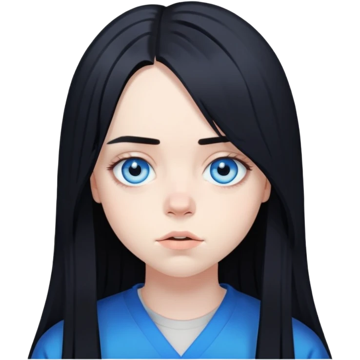 Billie eilish blue eyes long black hair emoji