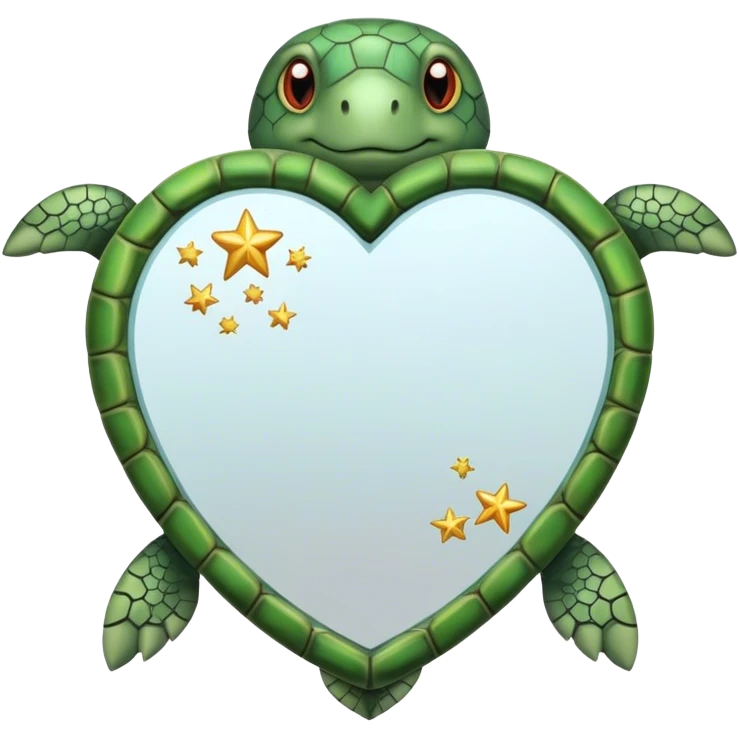 Heart shaped Mirror with turtle and stars emoji