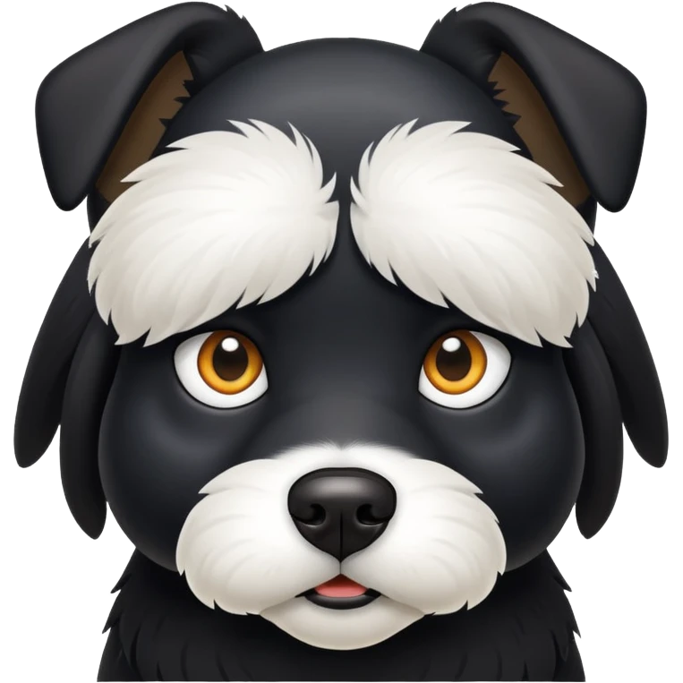 A black dog with a white fly  emoji