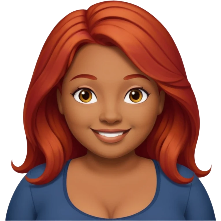 Plus size red hair brown face small eyes long hair emoji