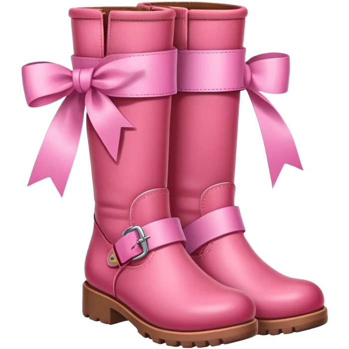Pink boots with a pink ribbon  emoji