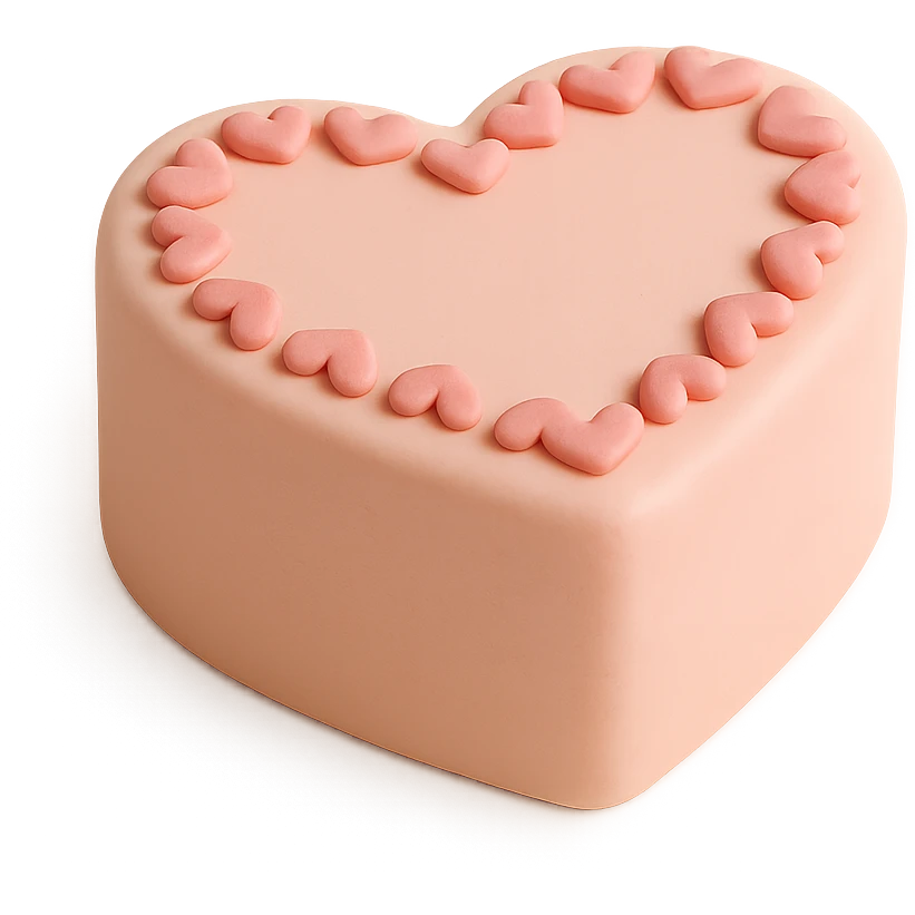 heart-shaped fondant cake, simple and elegant emoji