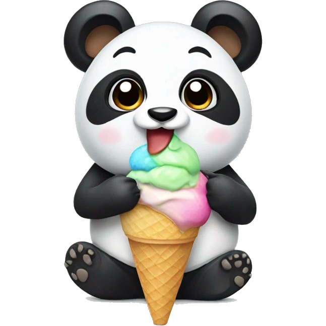 Panda eating ice cream emoji