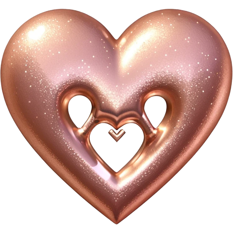 Edit the glittery gold color heart to a glittery rose gold color heart with a subtle gradient and no border. Keep the background transparent. Maintain the glittery texture and subtle gradient effect in rose gold tones emoji