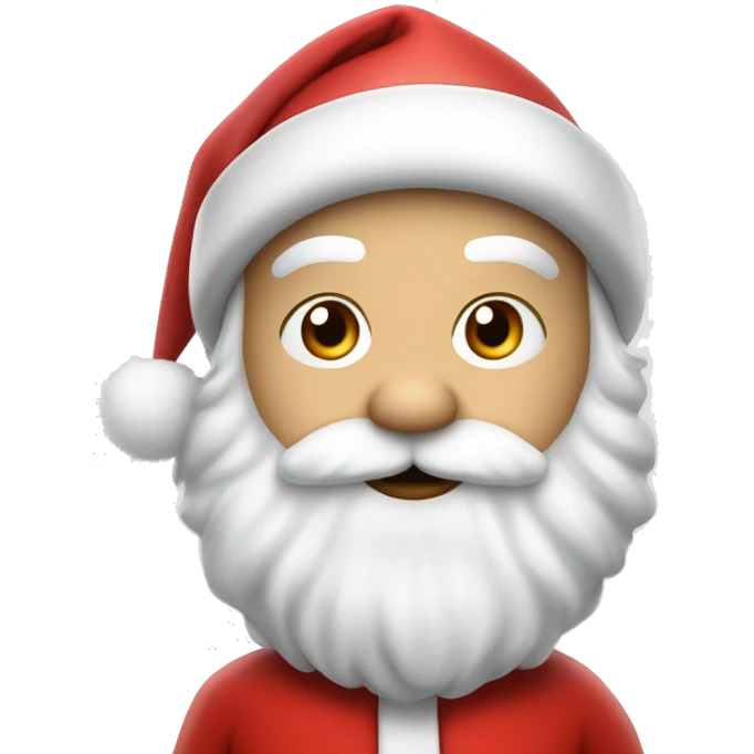 “An adorable Santa with a red suit, fluffy white beard, rosy cheeks, big eyes, and a red hat with a white pom-pom réaliste  emoji