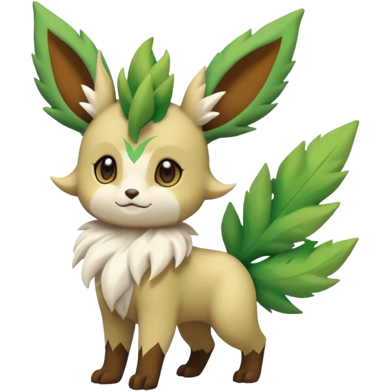 Kawaii cute cool feral Sprigatito-Leafeon-Shaymin-Fakémon-hybrid (full body) emoji