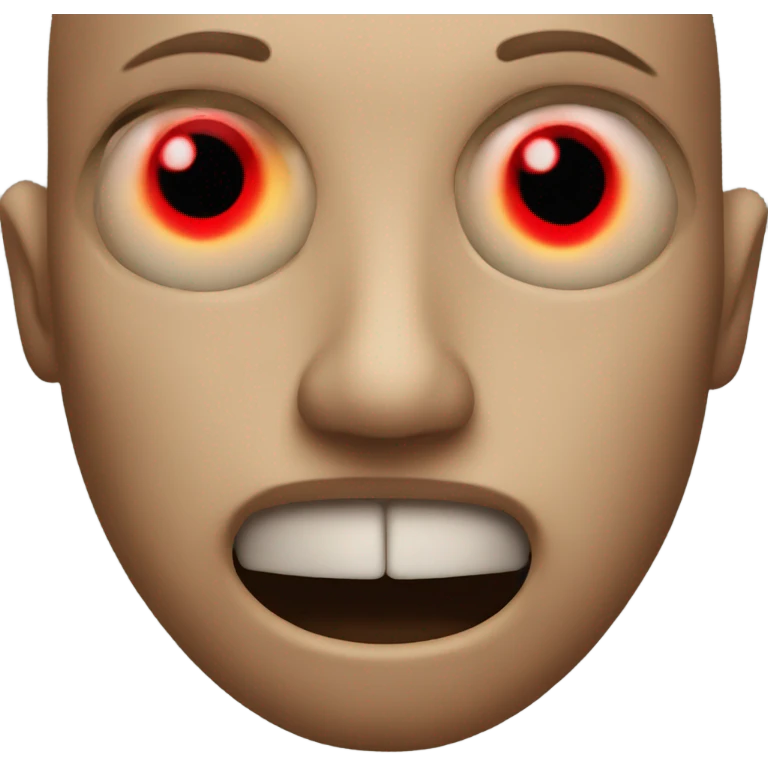 Emoji wit straight face and red eyes emoji