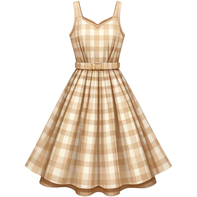 pastel beige plaid spring dress floating in the air emoji
