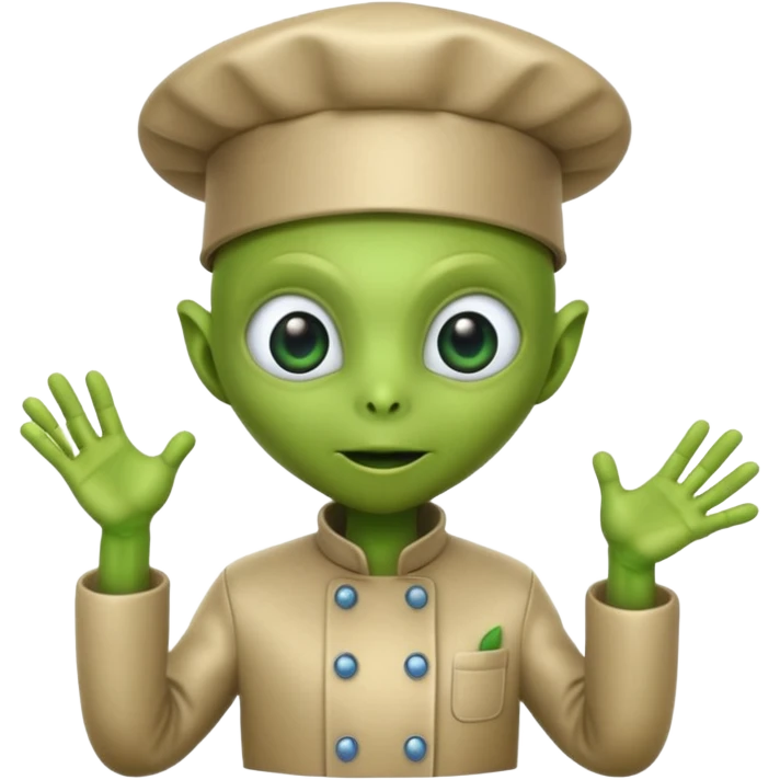 funny character with cook hat but not human also alien or robot emoji