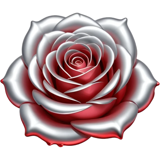 A rose emoji made of liquid silver metal minimalistic iOS emoji style, centered emoji