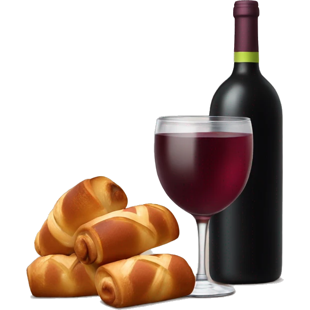Wine in a cup with cinamon rolls emoji