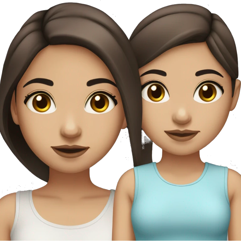 ￼ a girl who is a bit Arabic with brown hair, brown eyes and black eyebrows, long eyelashes and big lips round nose emoji