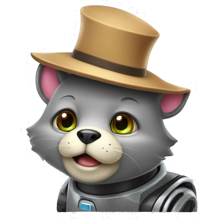 Orso robot cattivo con un cappello a cilidro  emoji