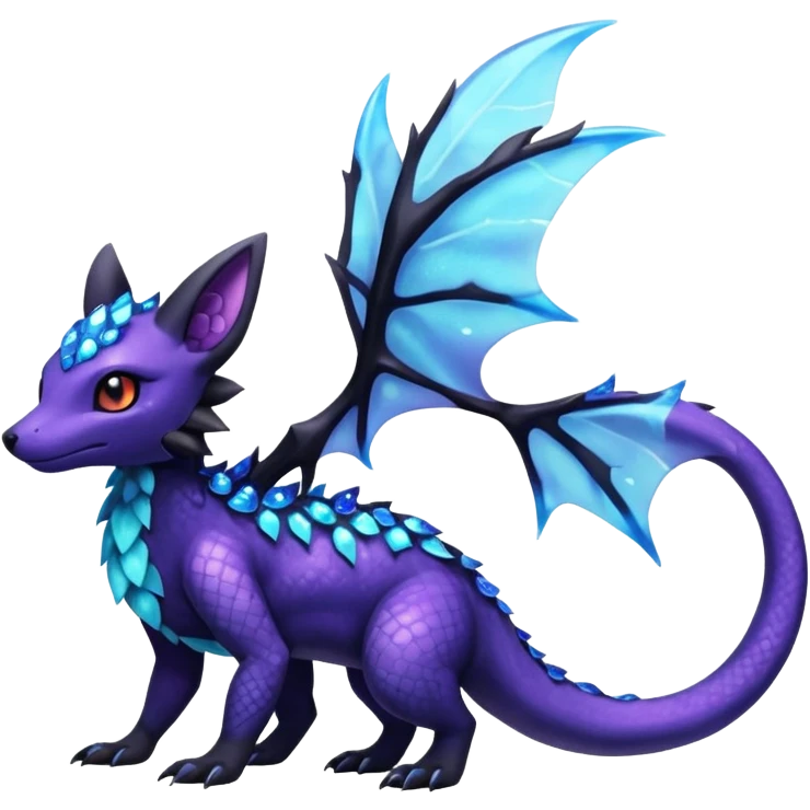 Scaley Exotic Salandit-Aurorus-Umbreon-Fakémon-hybrid-creature (full body)  emoji