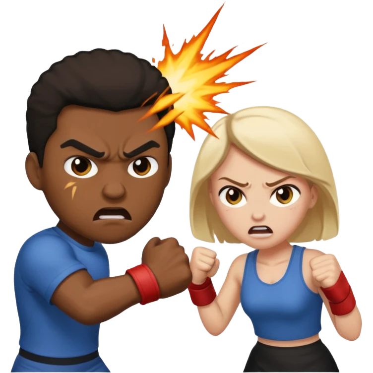 black male white female fighting emoji