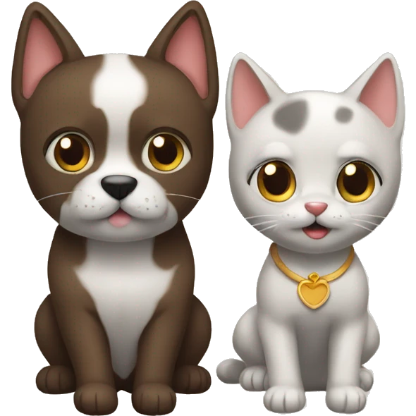 Perro y gato besandose emoji