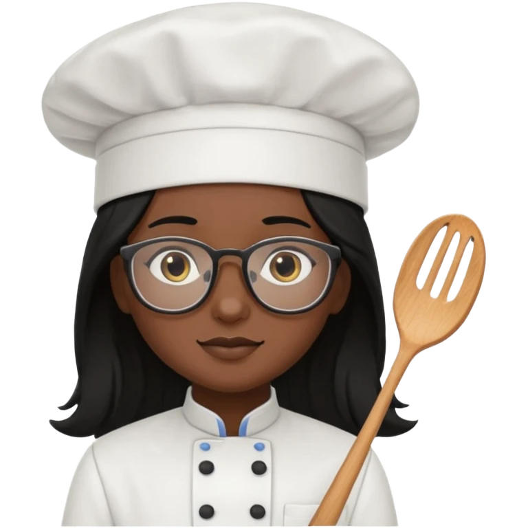 Profesora de pastelería morena con gafas y pelo negro largo emoji