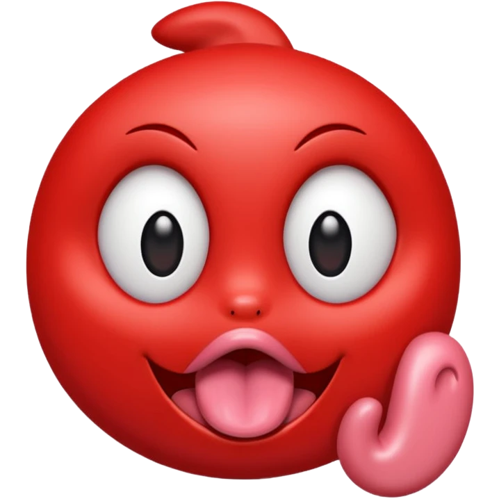 ohm red character shiny eyes tongue out emoji