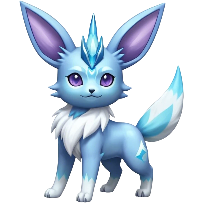 Fluffy celestial Glaceon-Espeon-dialga-hybrid, full body emoji
