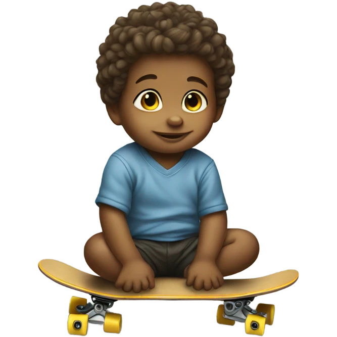 Baby boy on a skateboard emoji