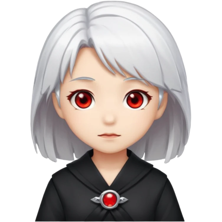 Anime, chibi, white hair, girl, red eyes emoji