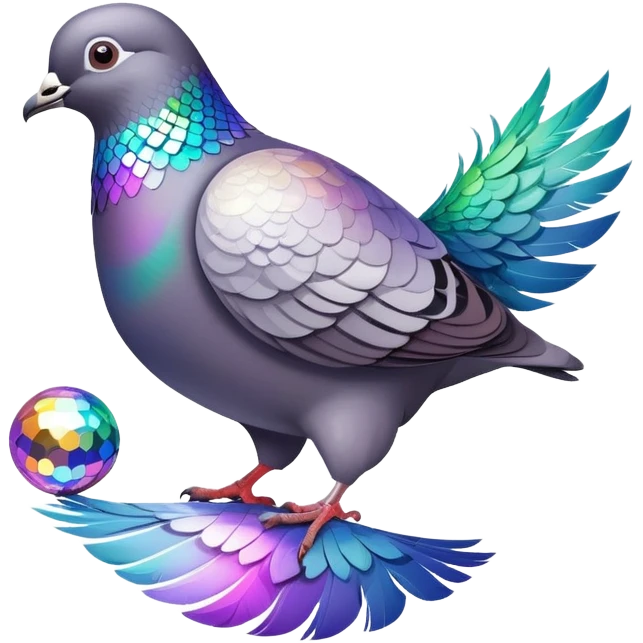 Pigeon with a disco ball emoji